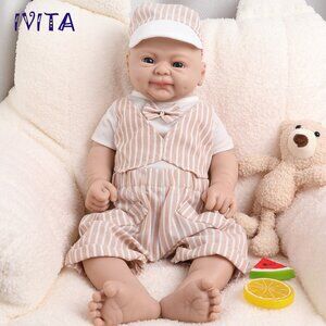 18in Full Body Silicone Blue Eyes Boy Doll Reborn Baby Vivid Newborn Doll